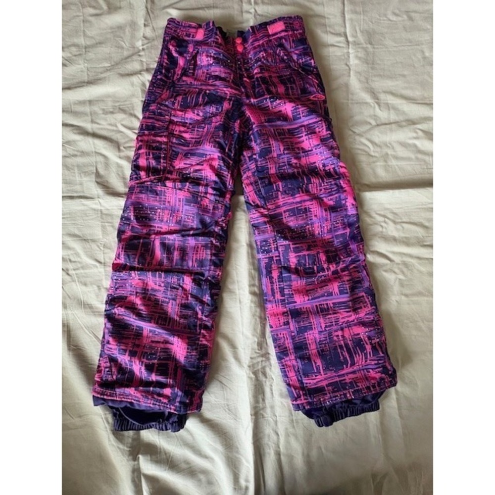 Champion Dry Girl's Snow Ski Pants Adjustable Waist Zip Pockets Sz M(7-8) Purple